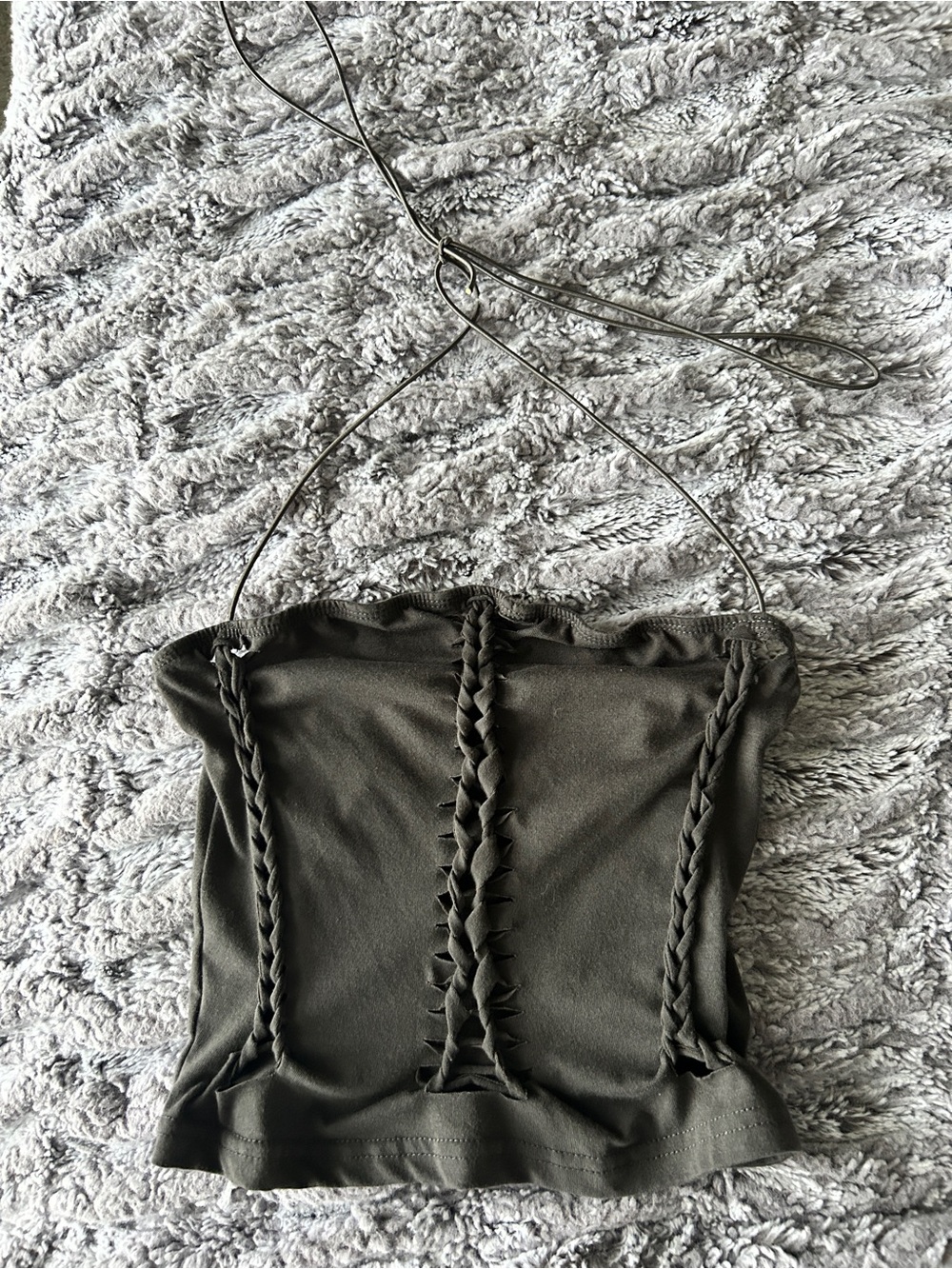 SHEIN Grey Braided Strappy Tube Top